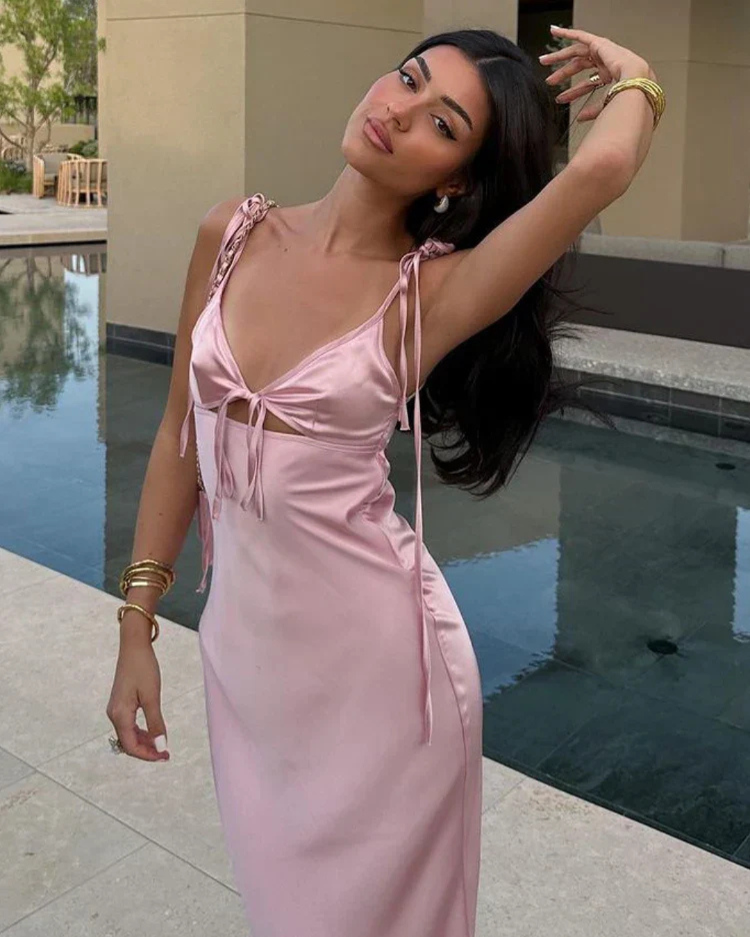 Clarisse Satin Midi Dress